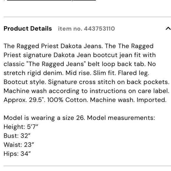 THE RAGGED PRIEST NWT Dakota Womens Jeans 24 - Picture 3 of 11